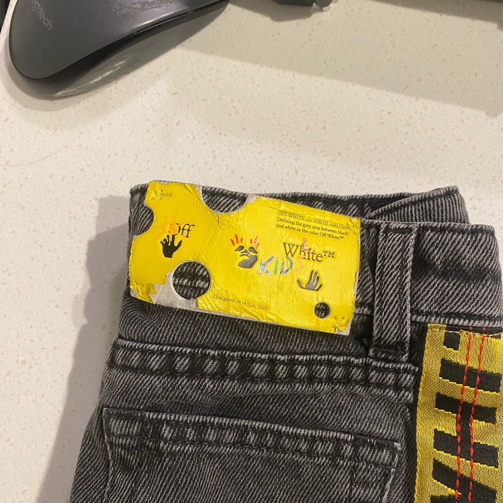 Off-White Gray Denim with Yellow Details